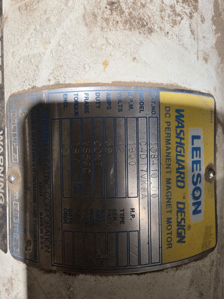 Leeson 108410 12V motor and triplex pump