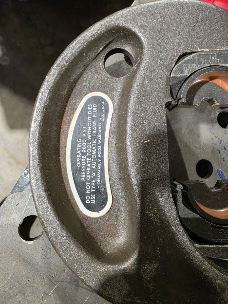TBM-15PF operating plate, 9800 PSI